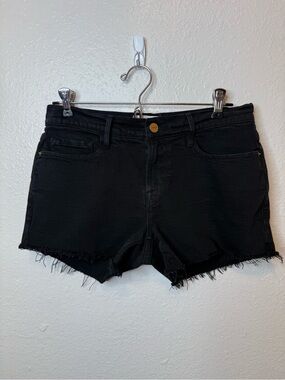 Frame Le Cutoff Raw Hem Black Denim Distressed Shorts Size 26 Thrashed Emo Goth